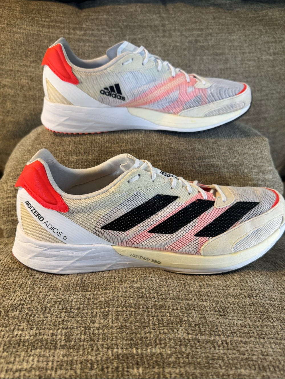 Adidas Adizero Adios 6 Men’s Running Shoes White/Red/Black #YYJ606004 Size 12
